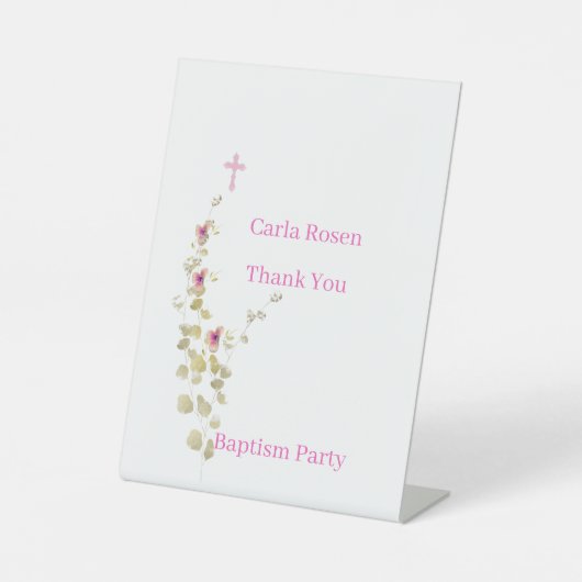 Signe De Table Baptême floral élégance délicate (Recto)