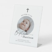 Signe De Table Baptême photo ronde - Affiche de bienvenue (Recto)