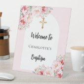 Signe De Table Baptême rose florales arche fille accueil (In SItu)