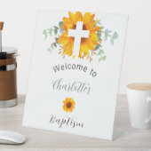 Signe De Table Baptême tournesol eucalyptus croix bienvenue (In SItu)