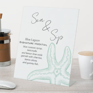 Signe De Table Bar à boissons pour Baby Shower Sea You Soon