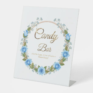 Signe De Table Bar à bonbons Roses bleues élégantes et baby's bre