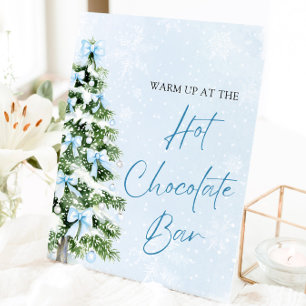 Signe De Table Bar à chocolat chaud avec sapin de Noël et rubans