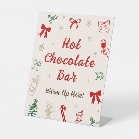Signe De Table Bar à chocolat chaud de Noël dessiné à la main (Recto)