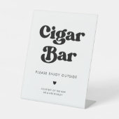 Signe De Table Bar à cigares élégant rétro noir et blanc mariage (Recto)