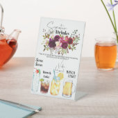 Signe De Table Bar à cocktails Menu Floral Aquarelle (In SItu)