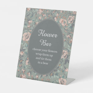 Signe De Table Bar à fleurs de mariage champêtre rose poudrée et 