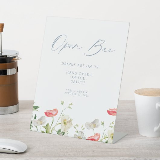 Signe De Table Bar à fleurs ouvert (In SItu)