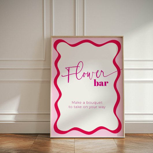 Signe De Table Bar à Fleurs Roses Wavy Faire un Bouquet Faveurs