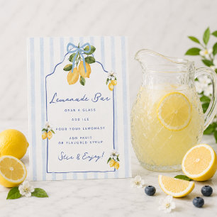 Signe De Table Bar à limonade à l'arc-en-ciel jaune et au nœud bl