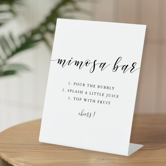 Signe De Table Bar à Mimosa de Mariage avec Calligraphie Moderne
