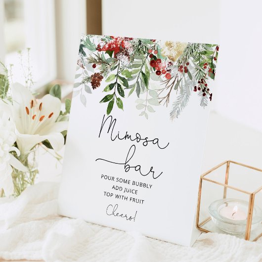 Signe De Table Bar à mimosa pour la douche de la mariée Evergreen