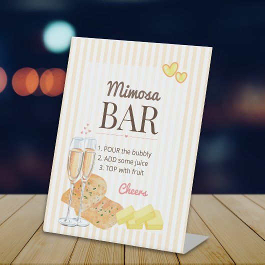 Signe De Table Bar à Mimosa pour Mariage Beurre Ensemble