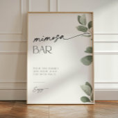 Signe De Table Bar à Mimosa pour une Baby Shower au thème Eucalyp