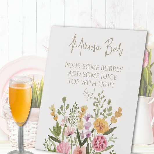 Signe De Table Bar à mimosa pour une fête prénuptiale sur le thèm