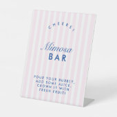 Signe De Table Bar à Mimosa Rétro Navy & Rose Enterrement de Vie  (Recto)