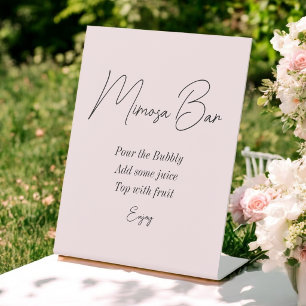 Signe De Table Bar à Mimosa Rose Pâle pour Baby Shower de Mariée