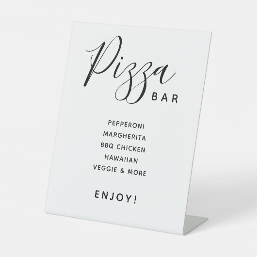Signe De Table Bar à pizza Mariage moderne Script (Recto)