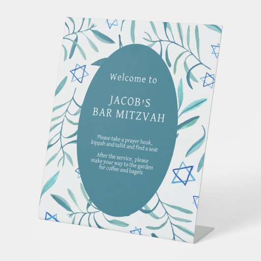 Signe De Table Bar Bat mitzvah Mariage juif Botaniques Personnali (Recto)