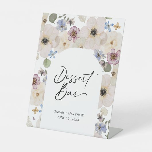 Signe De Table Bar de dessert botanique fleuri moderne (Recto)