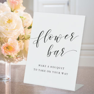 Signe De Table Bar de fleurs de mariage en calligraphie moderne