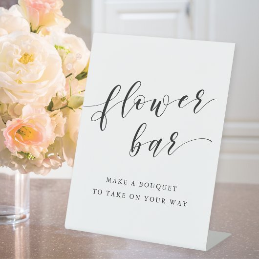 Signe De Table Bar de fleurs de mariage en calligraphie moderne