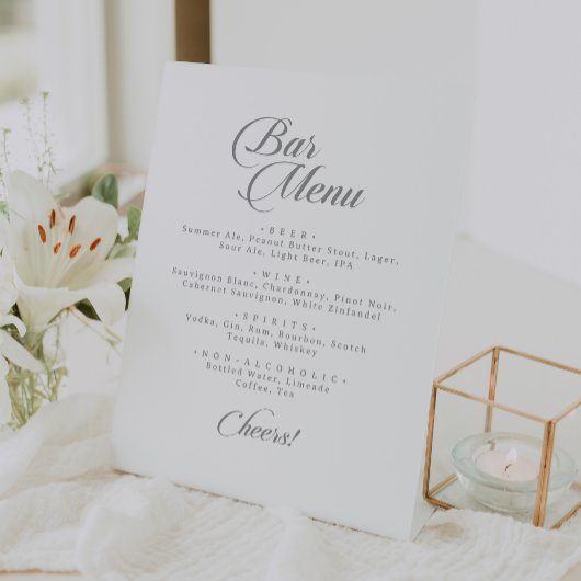 Signe De Table Bar de mariage à la calligraphie chic classique