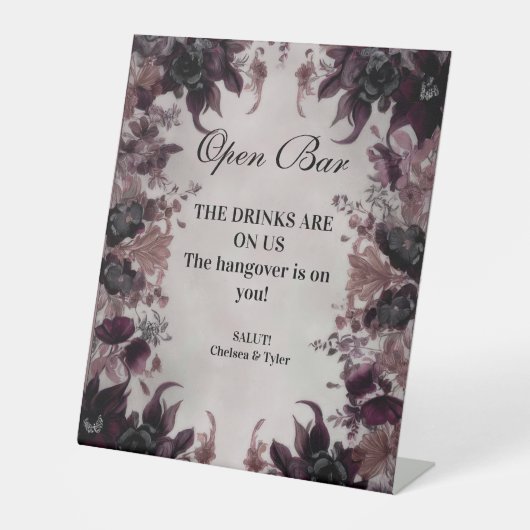 Signe De Table Bar de mariage Fleur gothique violette (Recto)