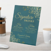 Signe De Table Bar de mariage Signature Drinks Sarcelle foncée et (In SItu)