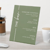 Signe De Table Bar de mariage vert olive moderne (In SItu)