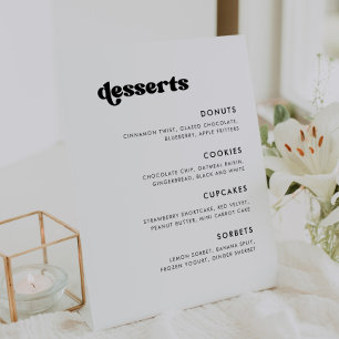 Signe De Table Bar-dessert design rétro noir et blanc Mariage