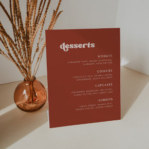 Signe De Table Bar-dessert Mariage en terre cuite élégant et rétr