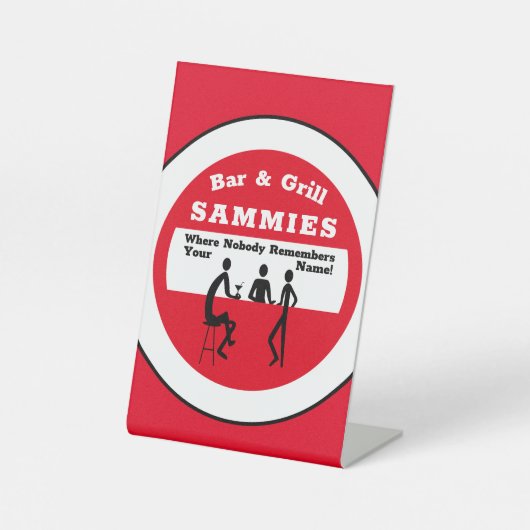 Signe De Table Bar Et Grill Rouge Typographie Bar Design (Recto)