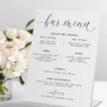 Signe De Table Bar mariage Boissons Menu Élégante Signature Boiss<br><div class="desc">Améliorez votre réception de mariage avec notre élégant panneau Menu du Bar de Mariage, un mélange parfait d'élégance et de fonctionnalité. Avec sa typographie méticuleusement conçue, cette enseigne s'intègre parfaitement à votre décor mariage, ajoutant une touche de sophistication à l'atmosphère. Avec son design élégant, notre panneau Menu Bar Mariage devient...</div>