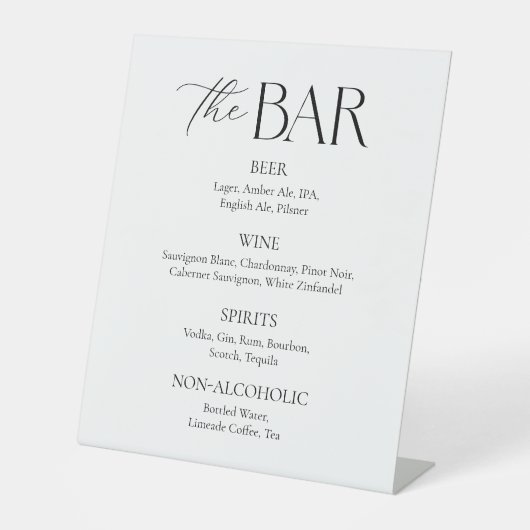 Signe De Table Bar Mariage moderne noir et blanc (Recto)