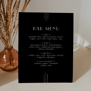 Signe De Table Bar Mariage noir Art déco moderne - TOUT le monde
