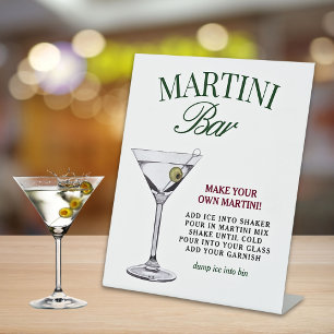 Signe De Table Bar Martini Vert & Rouge Élégant