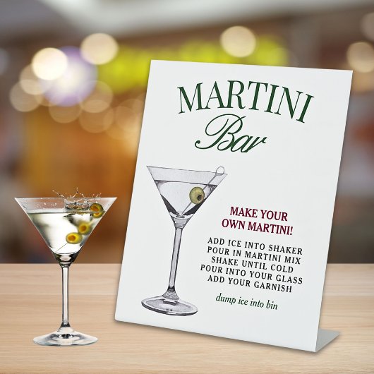 Signe De Table Bar Martini Vert & Rouge Élégant