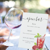 Signe De Table Bar menu boisson rouge