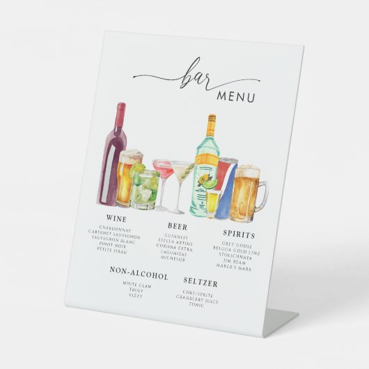 Signe De Table Bar Menu Mariage moderne Signature Boissons (Recto)