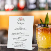 Signe De Table Bar Menu Mariage rose Floral Boho Chic Script
