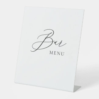 Signe De Table Bar Menu Wedding Sign Minimalist Elegant Script 