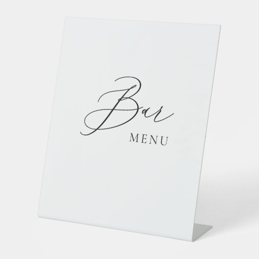 Signe De Table Bar Menu Wedding Sign Minimalist Elegant Script  (Recto)
