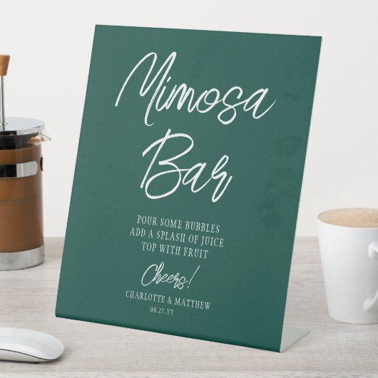 Signe De Table Bar Mimosa Accueille Script Moderne Emerald Green (In SItu)