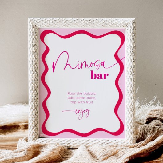 Signe De Table Bar Mimosa Bar à cocktails Hot Rose Wavy