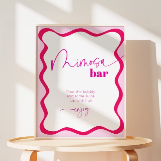 Signe De Table Bar Mimosa Bar à cocktails Hot Rose Wavy
