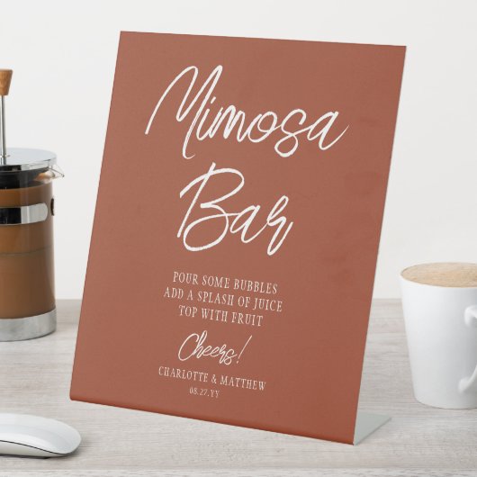 Signe De Table Bar Mimosa Chefs Script Moderne Cuivre (In SItu)