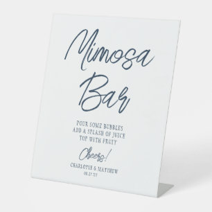 Signe De Table Bar Mimosa Cheval Script Moderne Marine Bleu