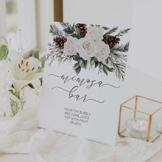 Signe De Table Bar Mimosa Fête des mariées d'hiver