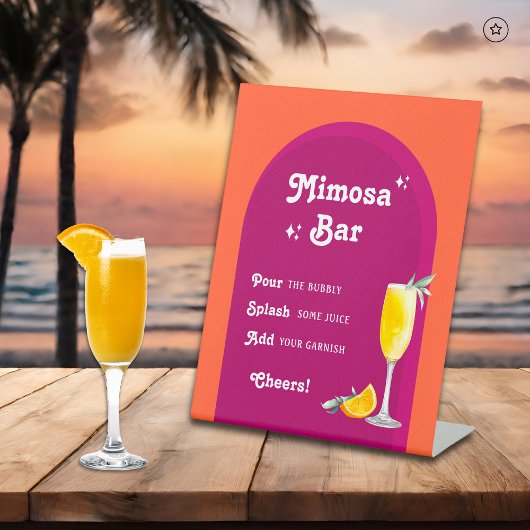 Signe De Table Bar Mimosa Retro Sunset Rose & Orange